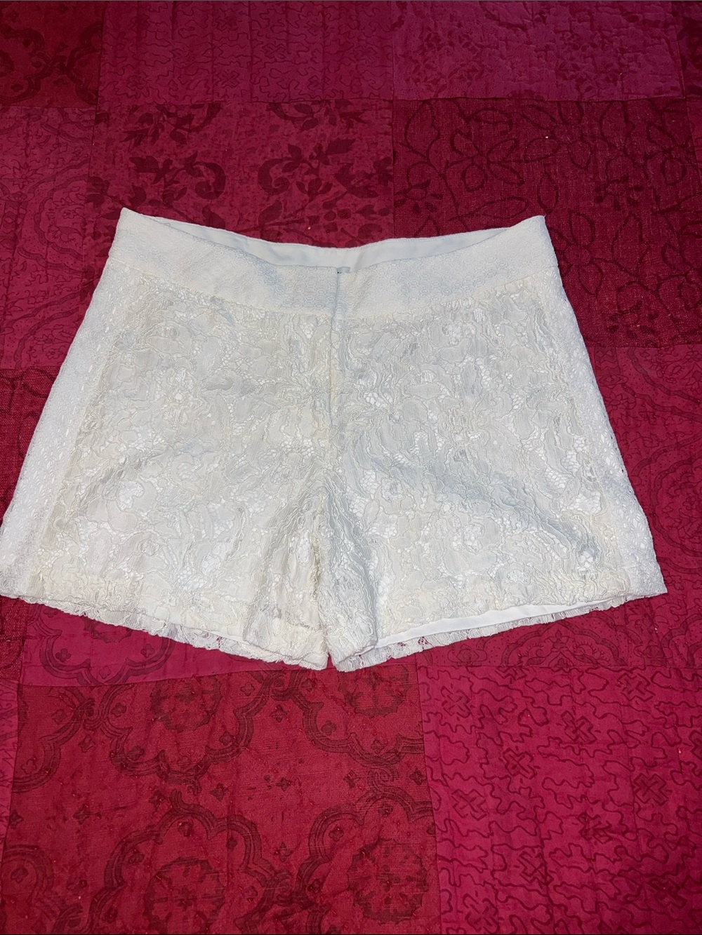 Cache White Lace High-Waist Shorts